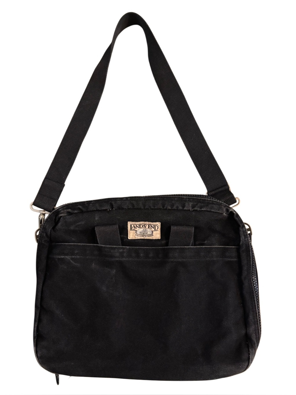 Vintage 1980’s Black Land’s End Square Rigger Canvas Computer / Messenger Bag